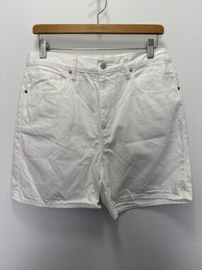 Uniqlo Jeans High Rise Denim Shorts White Solid Casual Women's Sz 32